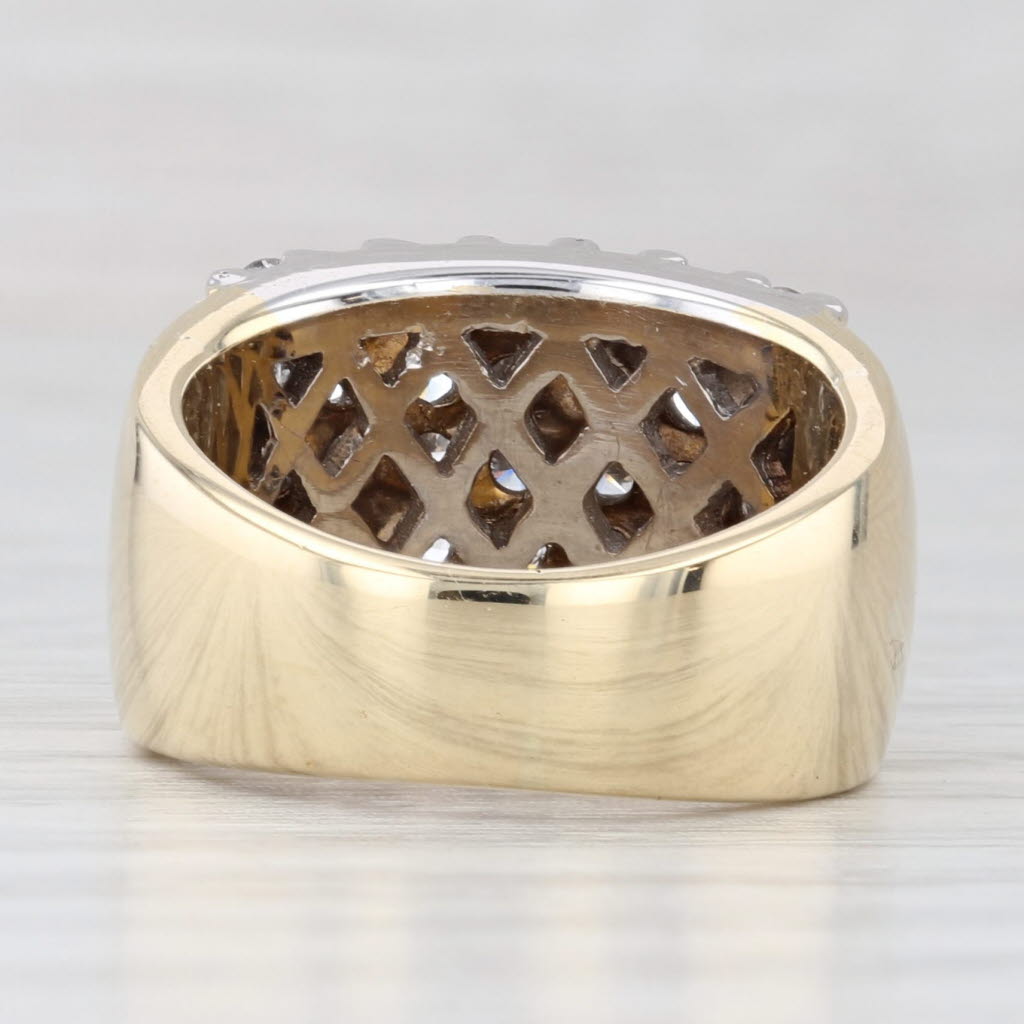Light Gray 1.50ctw Pave Diamond Cocktail Ring 18k White Yellow Gold Size 5