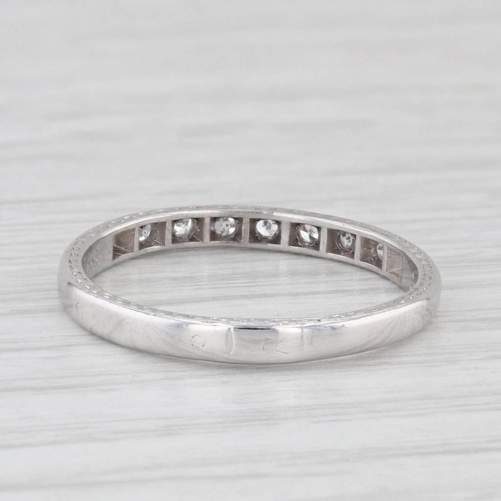 Light Gray 0.10ctw Diamond Wedding Band 18k Gold Size 7.75 Stackable Ring Art Deco 1920s