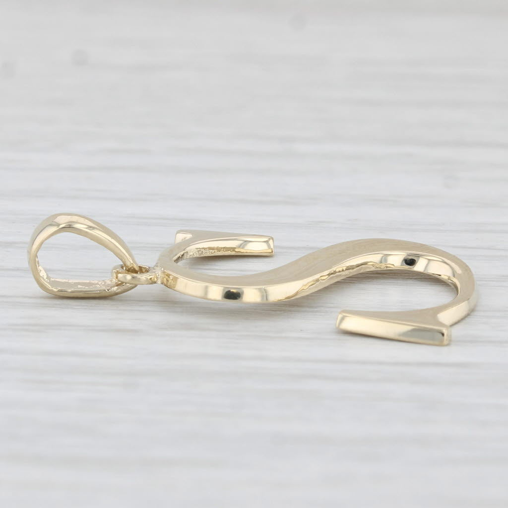 Light Gray Large Letter Initial S Pendant 14k Yellow Gold