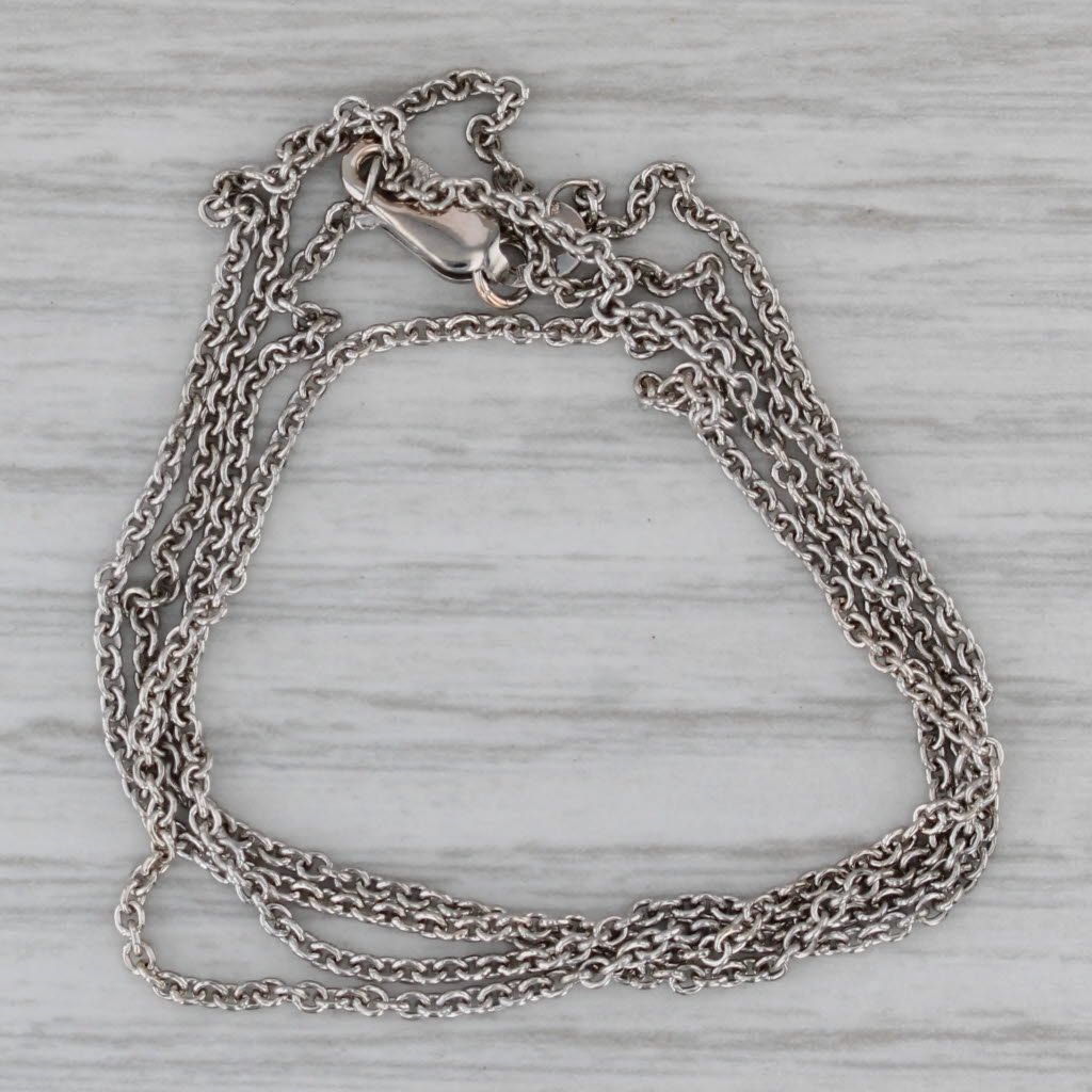 Gray Cable Chain Necklace 10k White Gold 20" 1mm