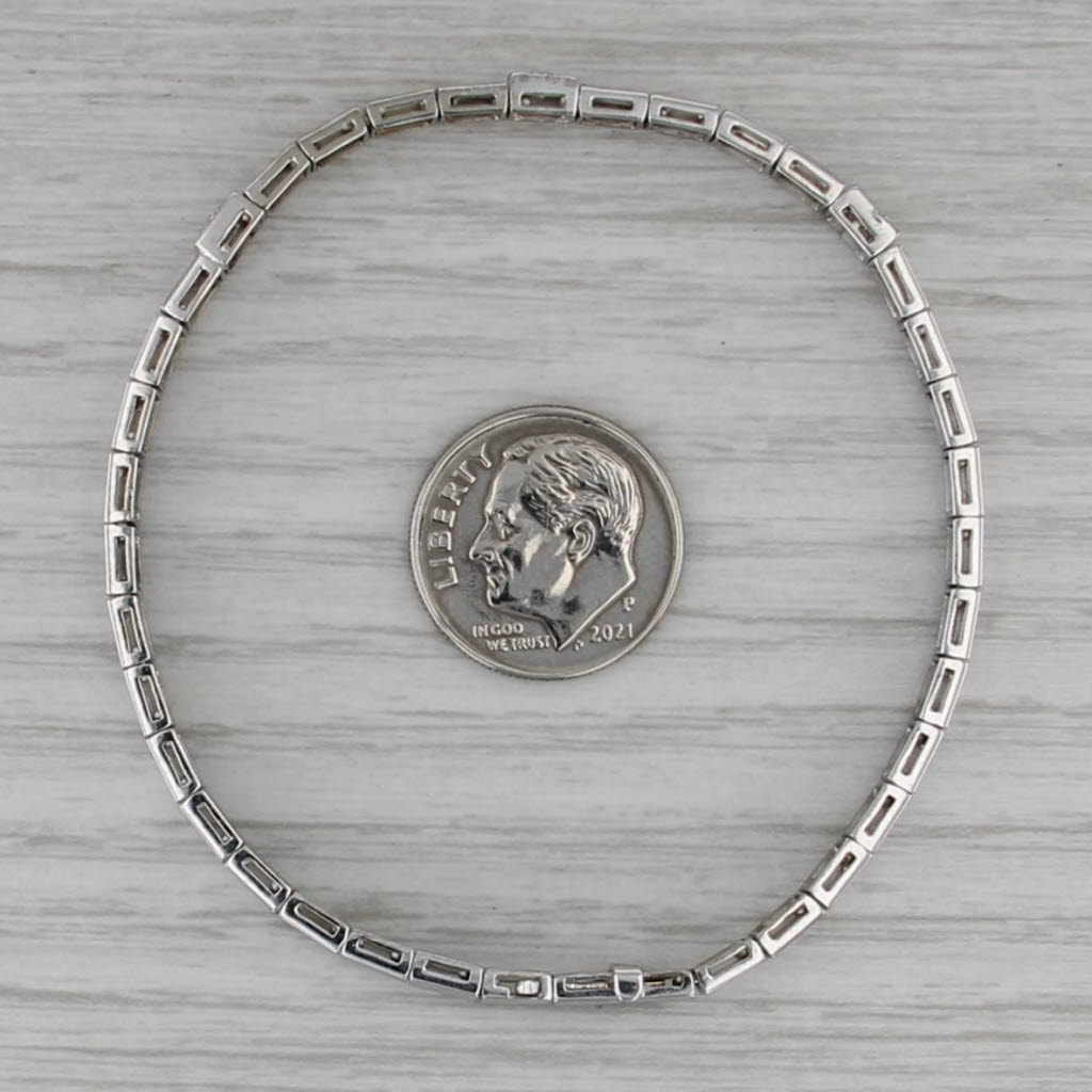 0.15ctw Diamond Square Link Bracelet 18k White Gold 6.75" 4.5mm
