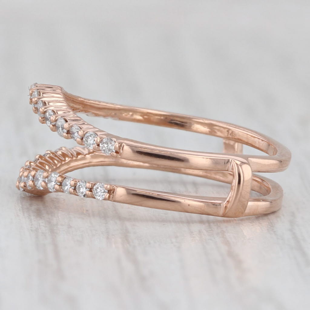 Light Gray 0.50ctw Diamond Ring Jacket Guard Wedding Band 14k Rose Gold Size 8.25