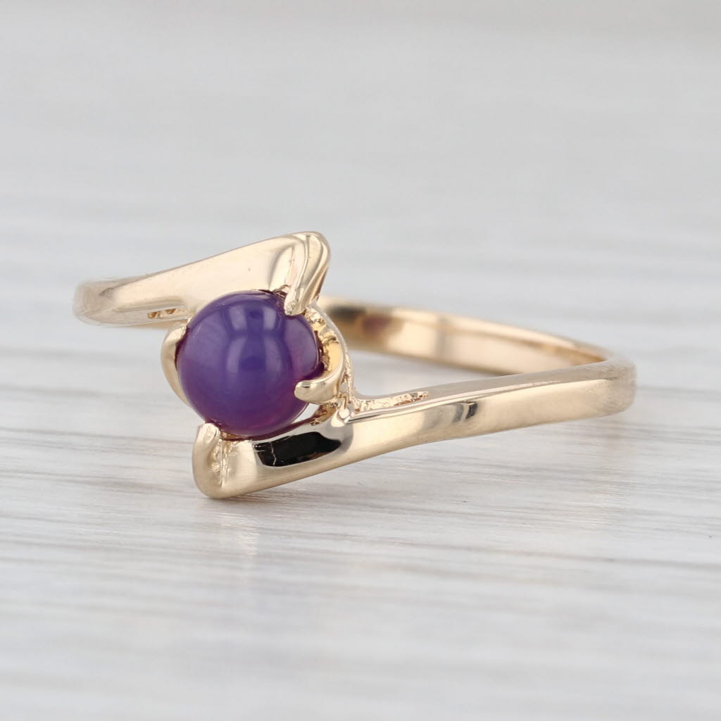 Linde Lab Created Purple Star Sapphire 14k Yellow Gold Bypass Size 6