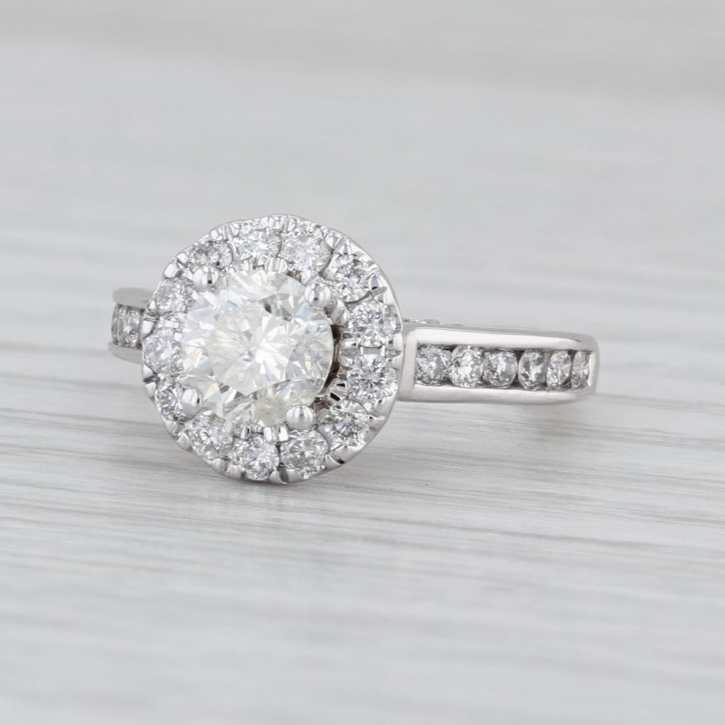 1.93ctw Round Diamond Halo Engagement Ring 14k White Gold Size 5 Cathedral Band