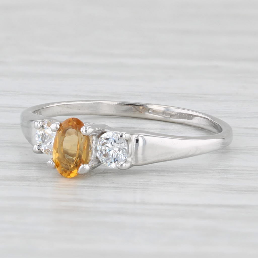 Light Gray 0.40ctw Oval Citrine Cubic Zirconia Ring 10k White Gold Size 6.25