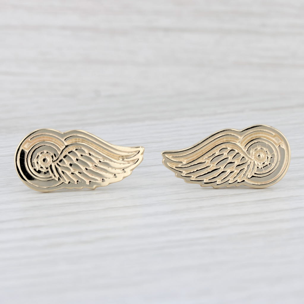 Light Gray Detroit Red Wings Cufflinks 14k Yellow Gold NHL Hockey