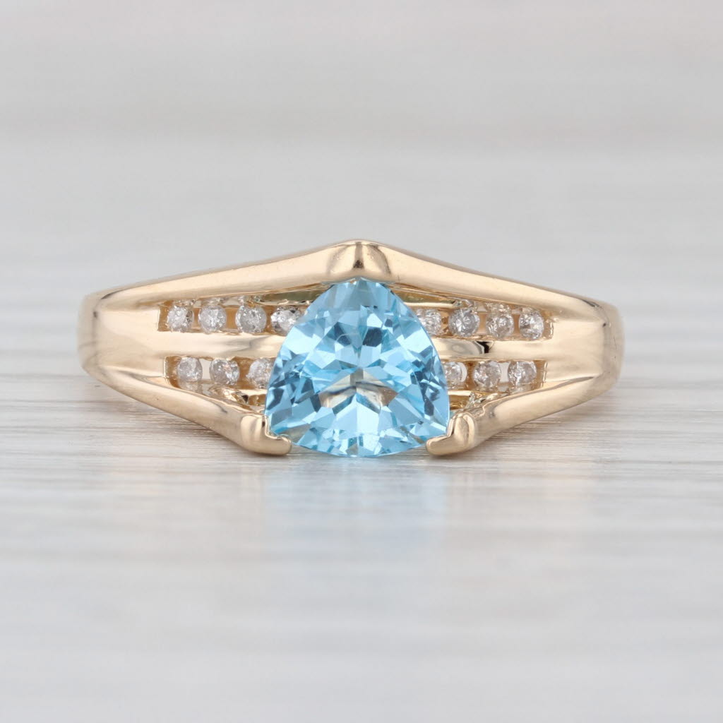 1.68ctw Trillion Blue Topaz Diamond 14k Yellow Gold Size 9.25