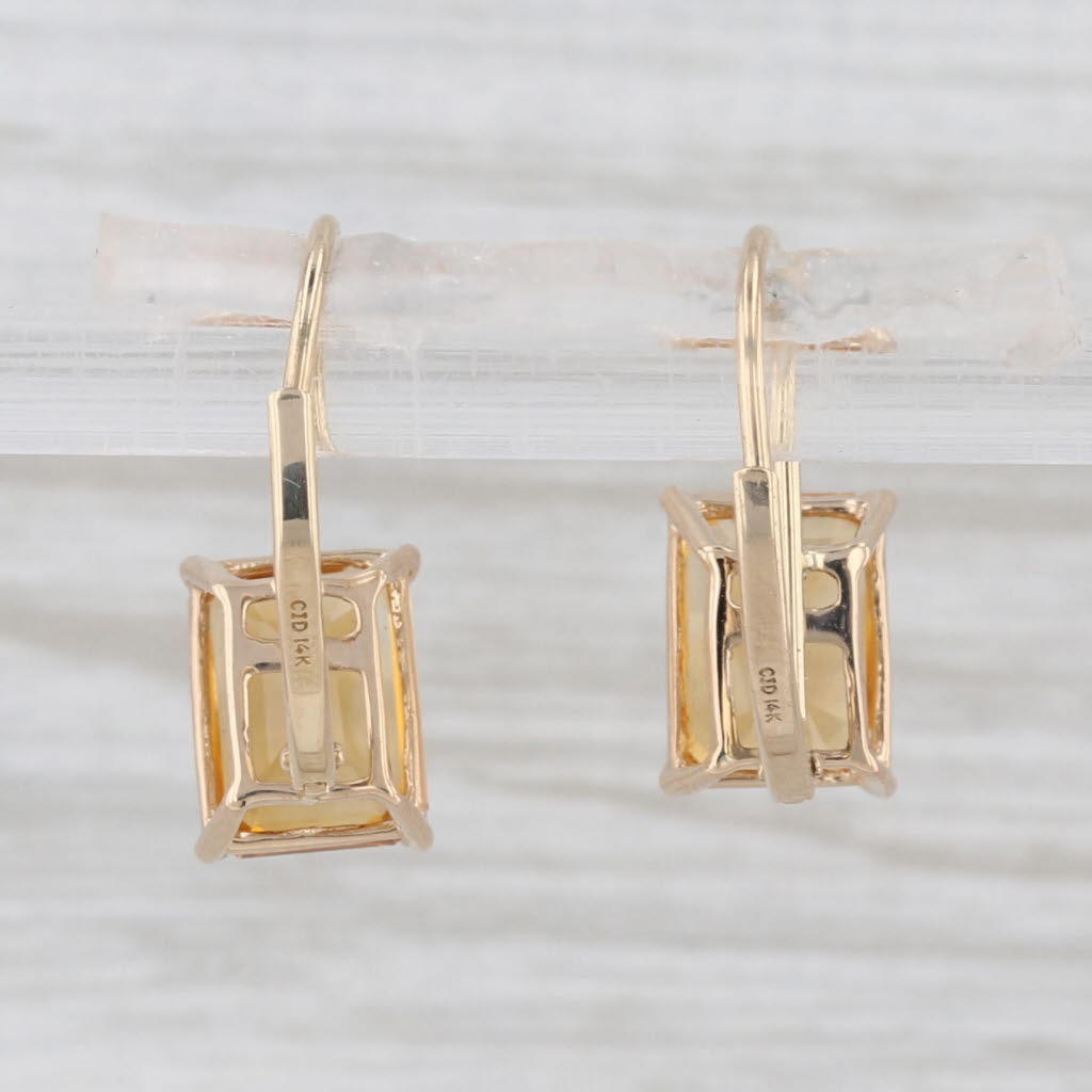 3ctw Orange Citrine Drop Earrings 14k Yellow Gold Lever Backs