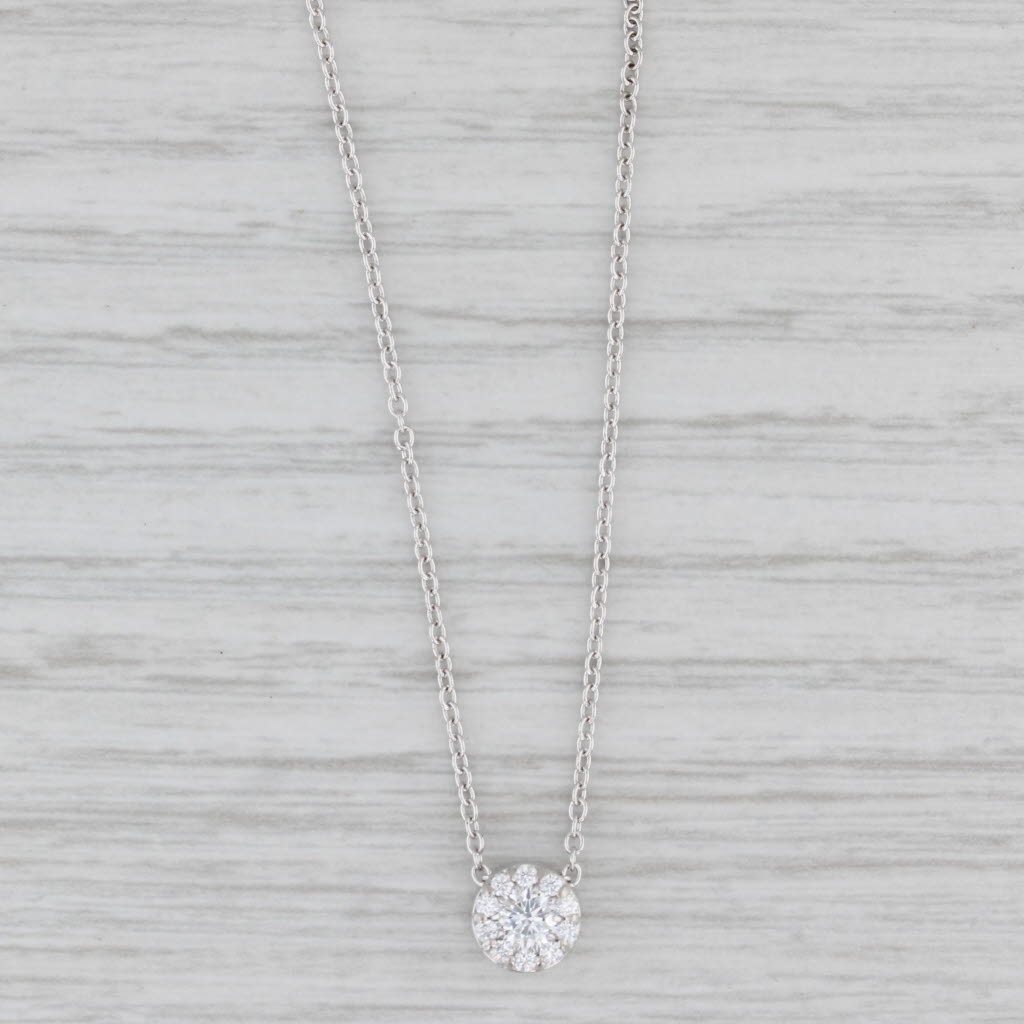 Gray Heart On Fire Diamond Halo Pendant Necklace 18k White Gold 16" 18"