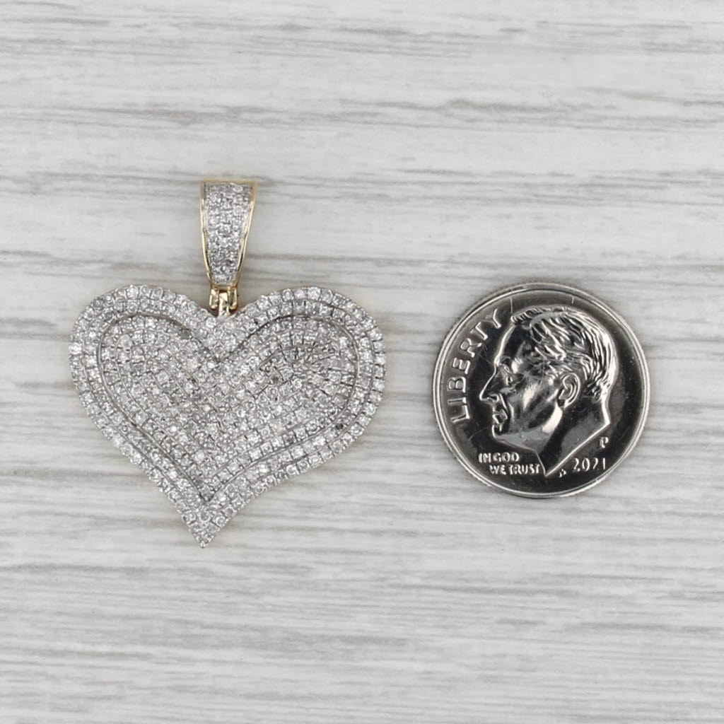 0.50ctw Diamond Heart Pendant 10k Yellow White Gold Gold Layered Halo