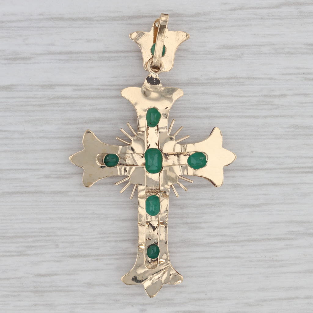 Gray 1.25ctw Emerald Cross 18k Yellow Gold Pendant