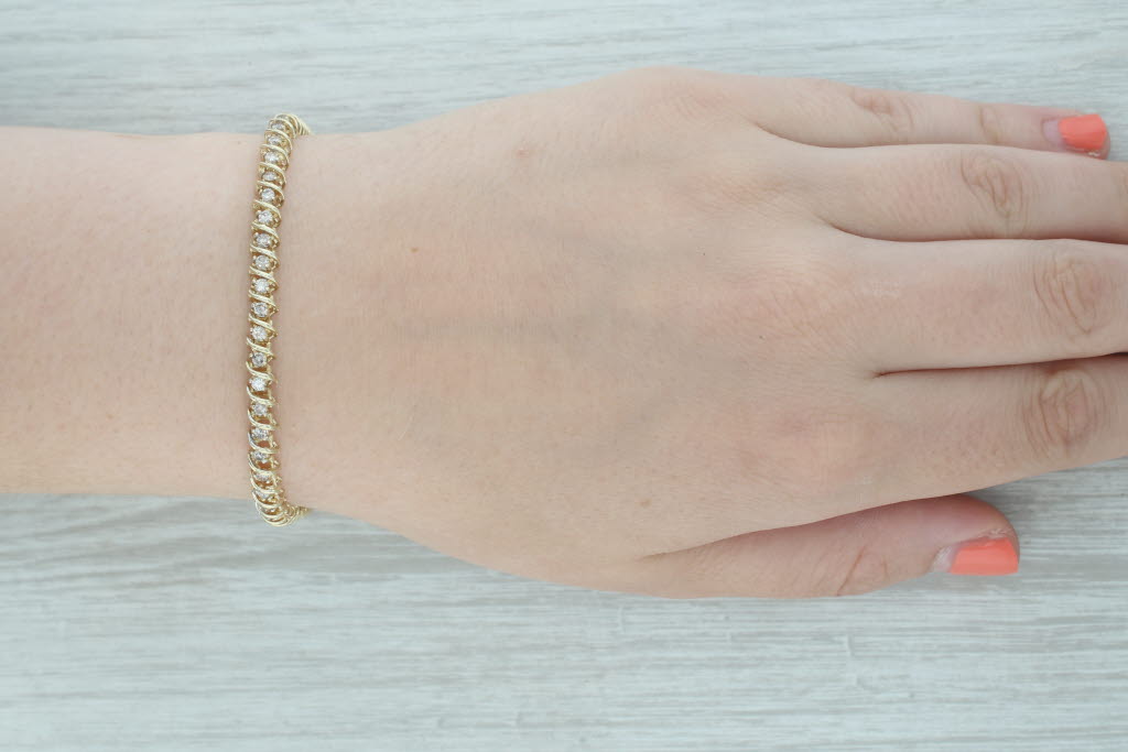1.70ctw Diamond Tennis Bracelet 14k Yellow Gold 5.25" 5.2mm