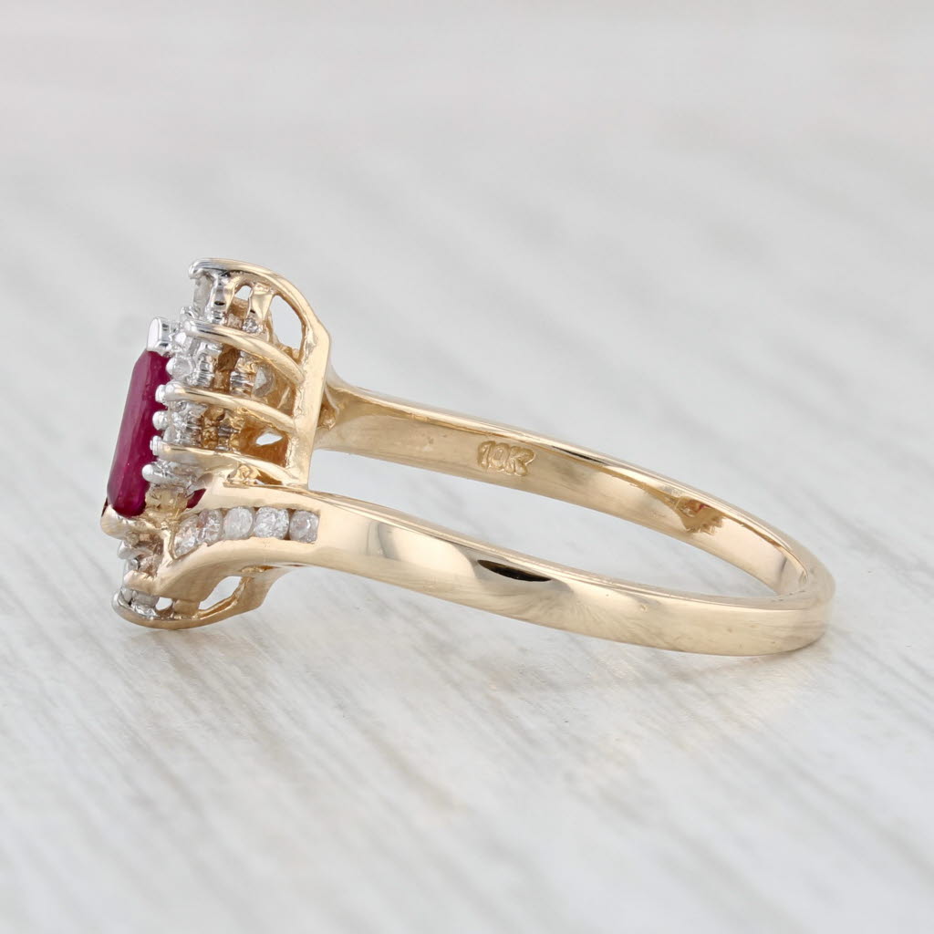Light Gray 0.55ctw Marquise Ruby Diamond Halo Ring 10k Yellow Gold Size 6 Bypass