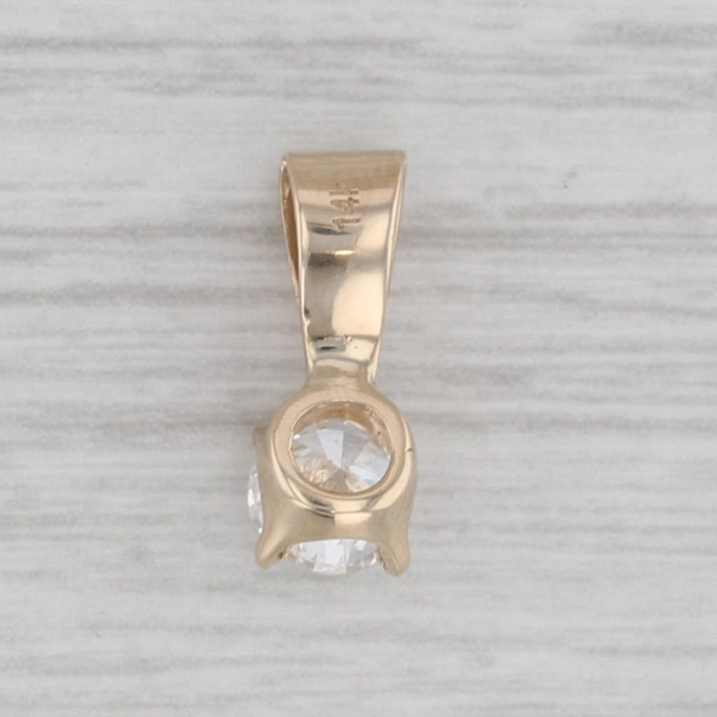 Gray 0.48ct Diamond Solitaire Pendant 14k Yellow Gold Round Brilliant Small Drop