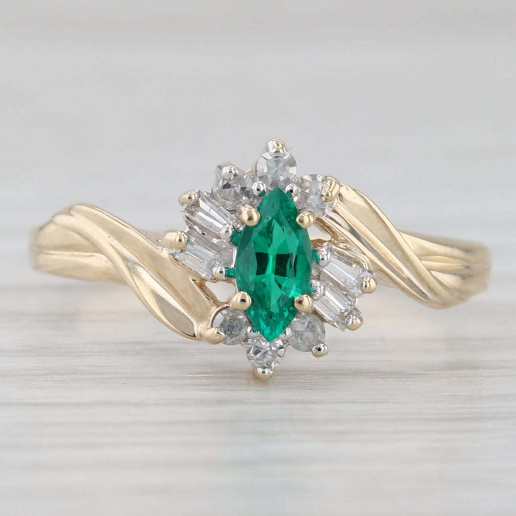 Light Gray 0.34ctw Lab Created Emerald Diamond Ring 10k Yellow Gold Size 8.25