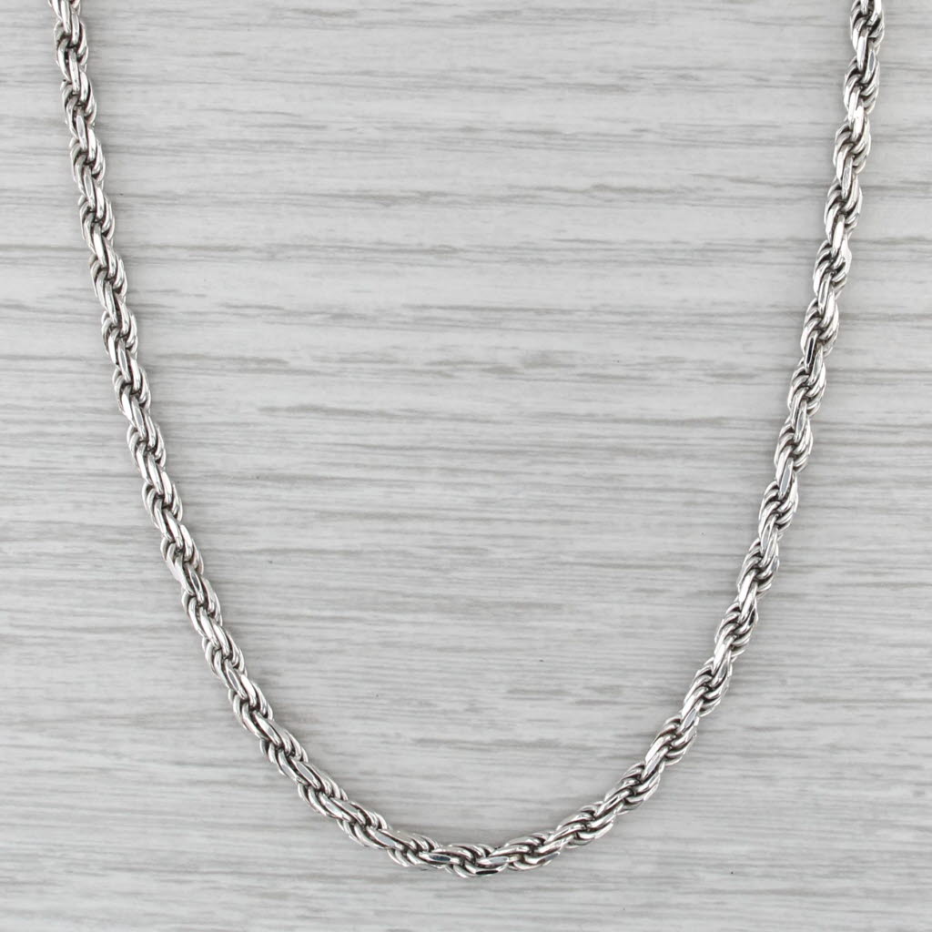 22.25" 3.9mm Long Rope Chain Necklace Sterling Silver Lobster Clasp