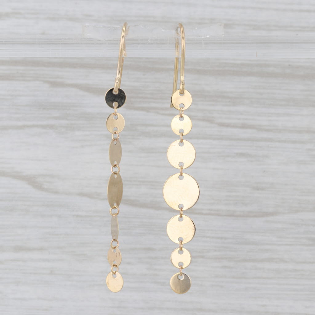 Dangling Discs Earrings 14k Yellow Gold Hook Posts