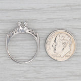 Vintage 0.92ct Round Diamond Engagement Ring 14k White Gold Size 6.25