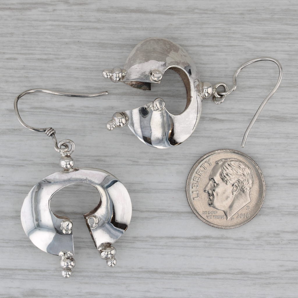 Dark Gray VintageModernist Dangle Earrings Sterling Silver Hook Posts