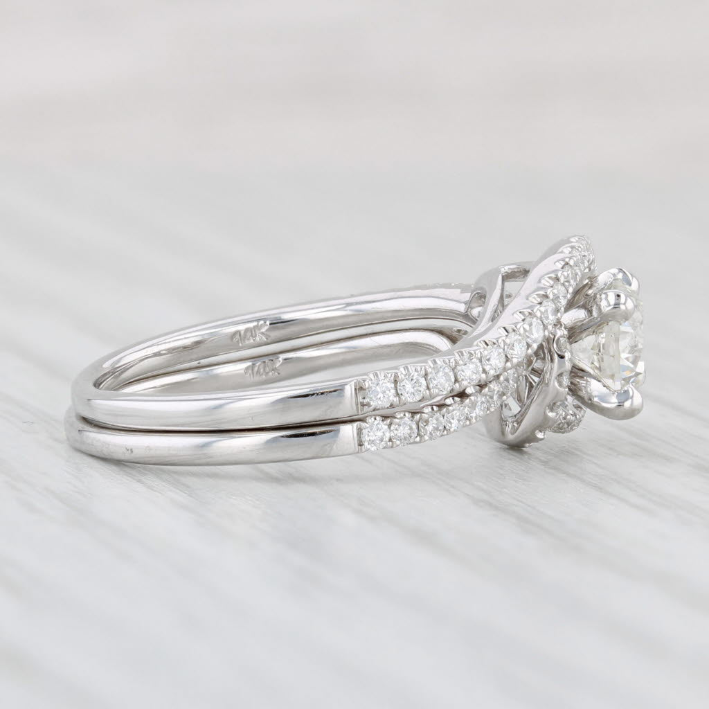 Light Gray 1.10ctw Round Diamond Engagement Ring Wedding Band Set 14k Gold Shane Co GIA