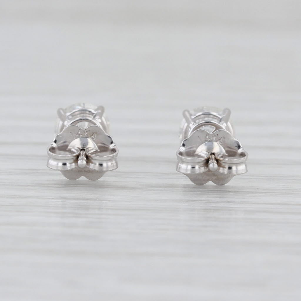 1ctw Round Brilliant Diamond Solitaire Stud Earrings 14k White Gold Studs
