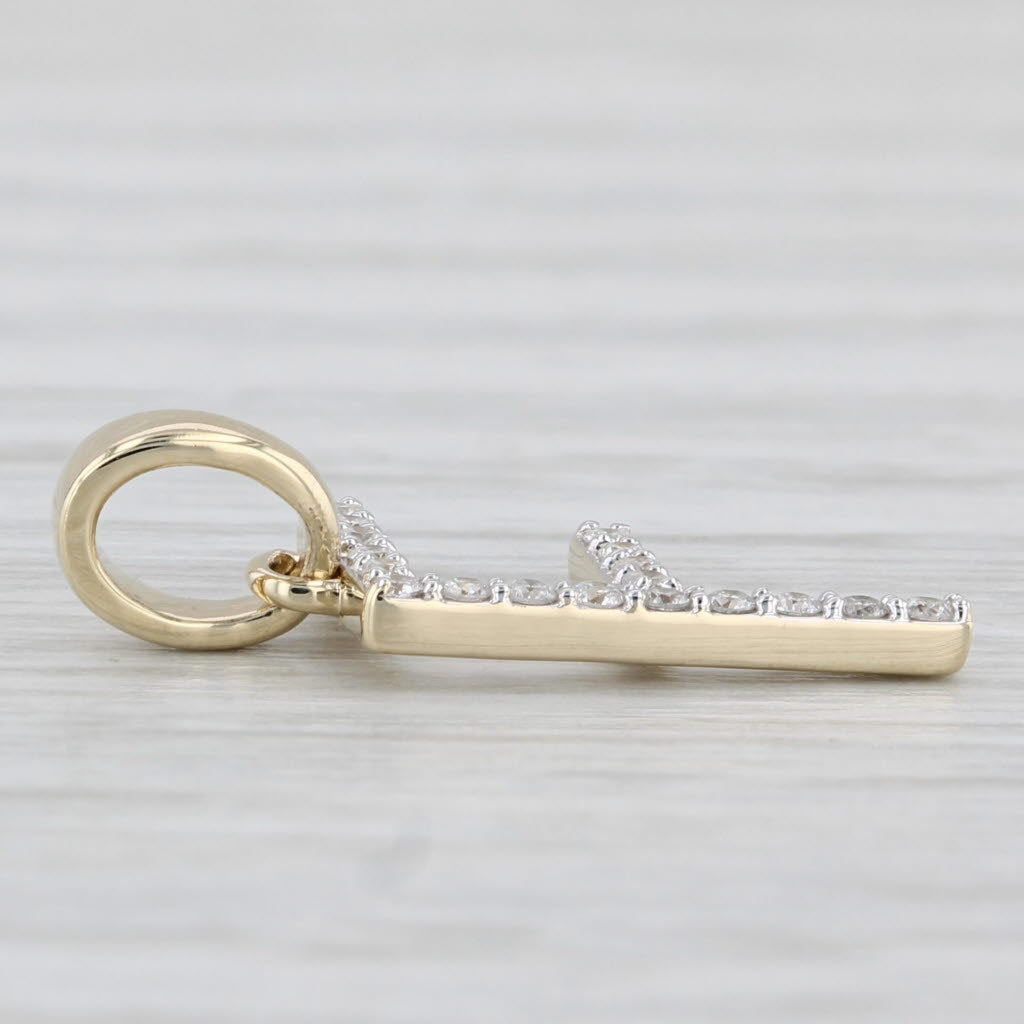 Light Gray New Diamond Initial Letter "F" Pendant 10k Yellow Gold