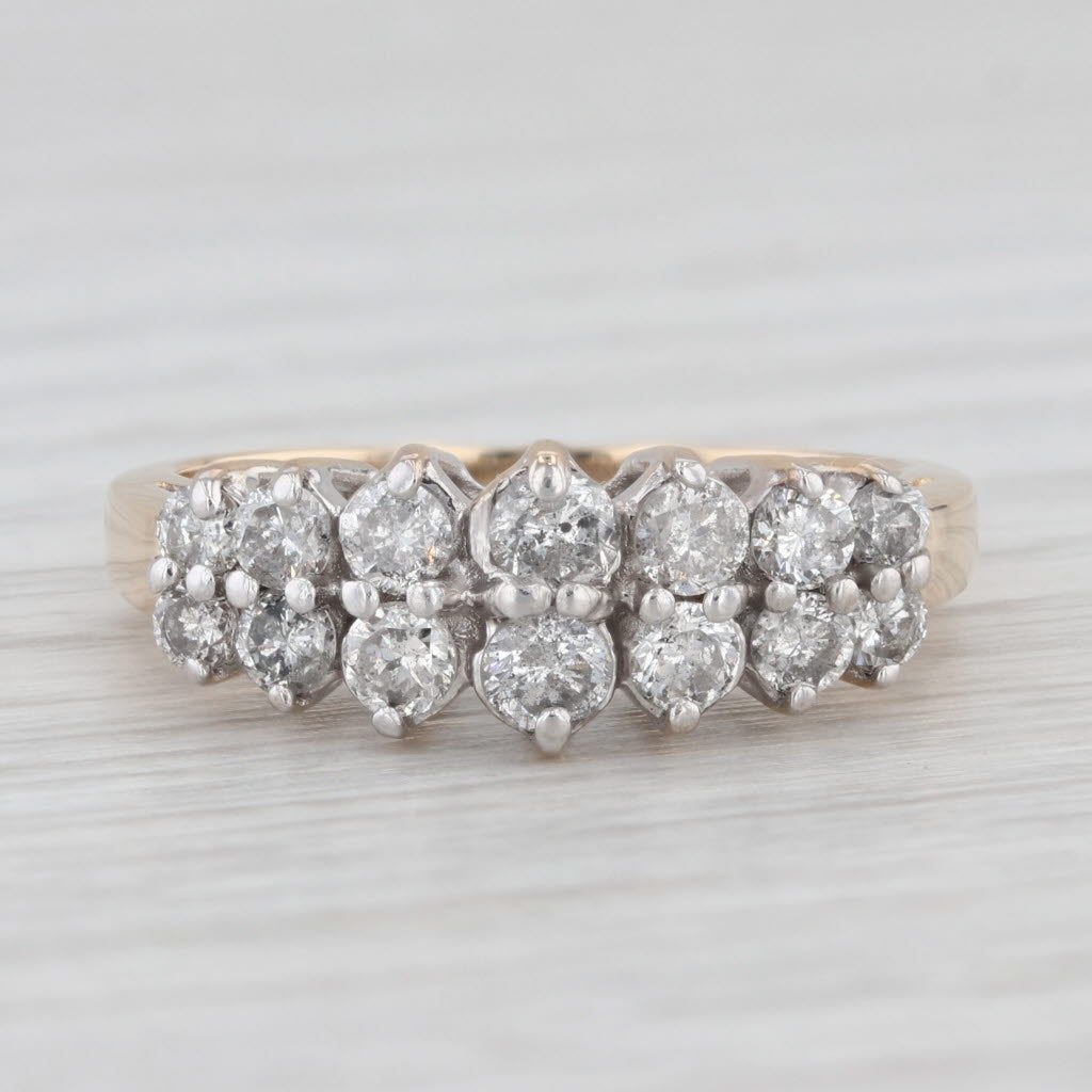 Light Gray 0.85ctw Tiered Diamond Ring 14k Yellow Gold Size 7 Anniversary Stackable