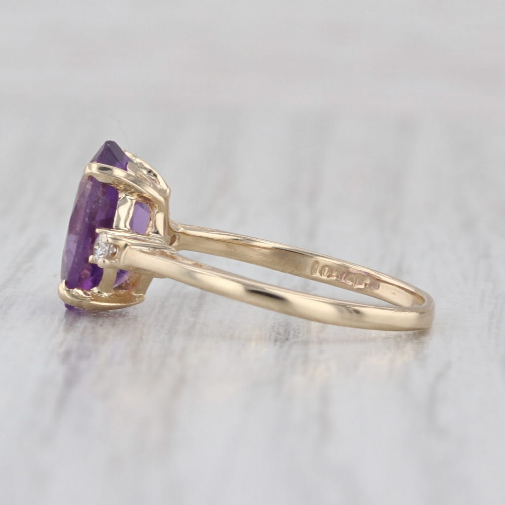 2.45ctw Amethyst Diamond Ring 10k Yellow Gold Size 5.25