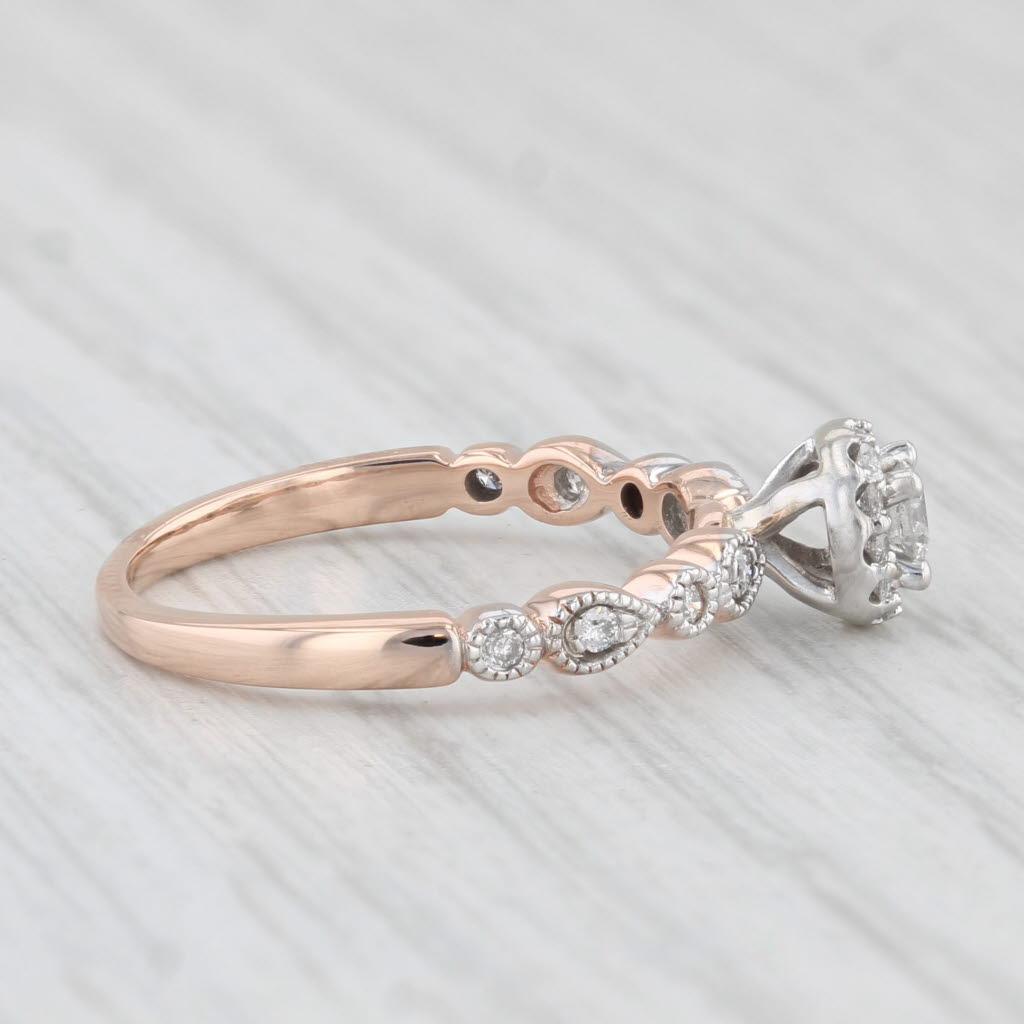 Light Gray 0.18ctw Round Diamond Halo Engagement Ring 10k Rose Gold Size 5