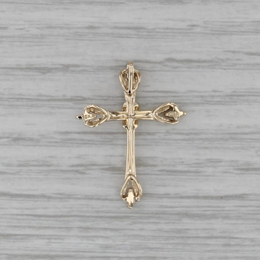 Diamond Accented Cross Pendant 10k Yellow Gold
