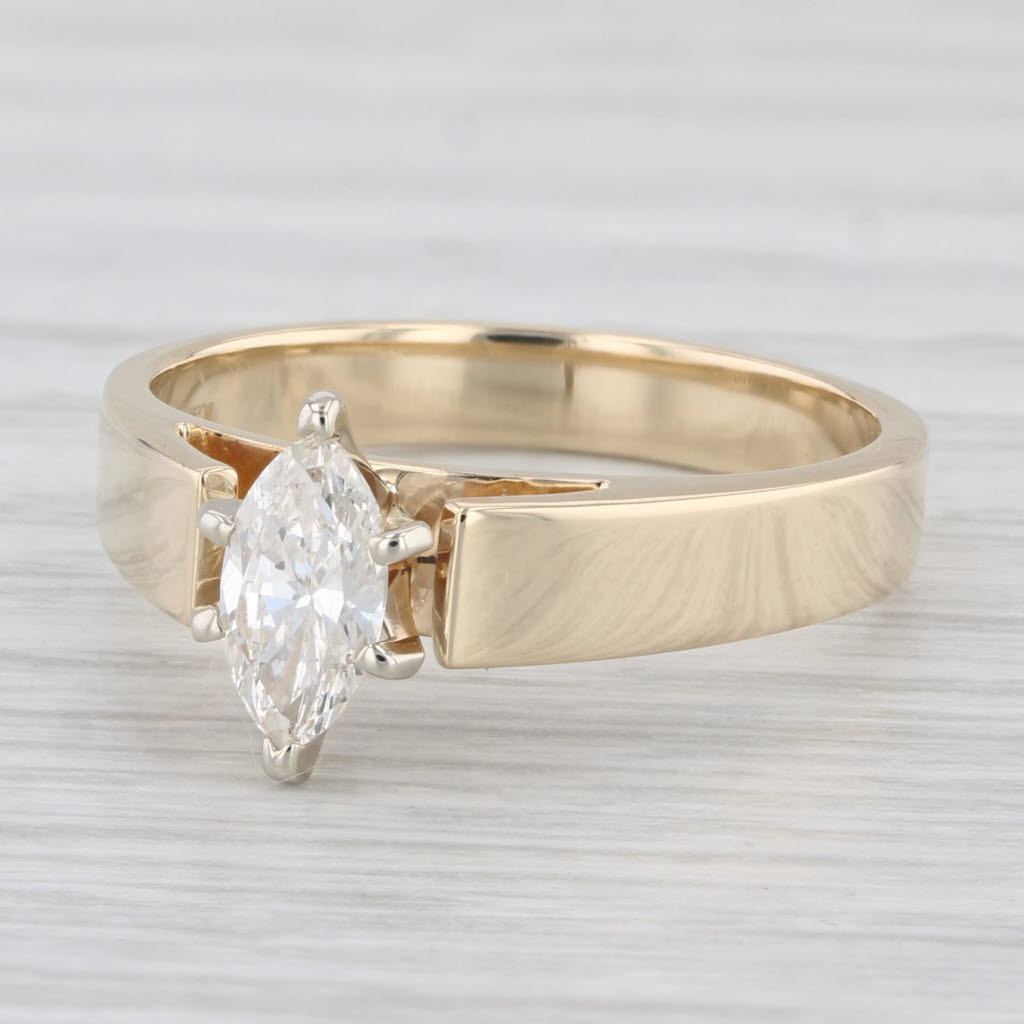 Light Gray 0.46ctw Marquise Diamond Solitaire Engagement Ring 14k Yellow Gold Size 7