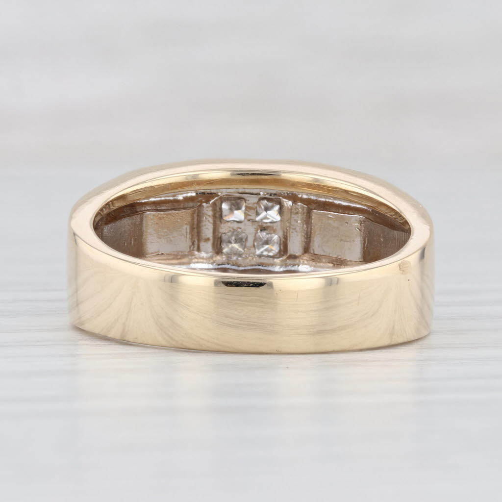 Light Gray 0.28ctw Diamond Men's Wedding Band 14k White Yellow Gold Size 11.25