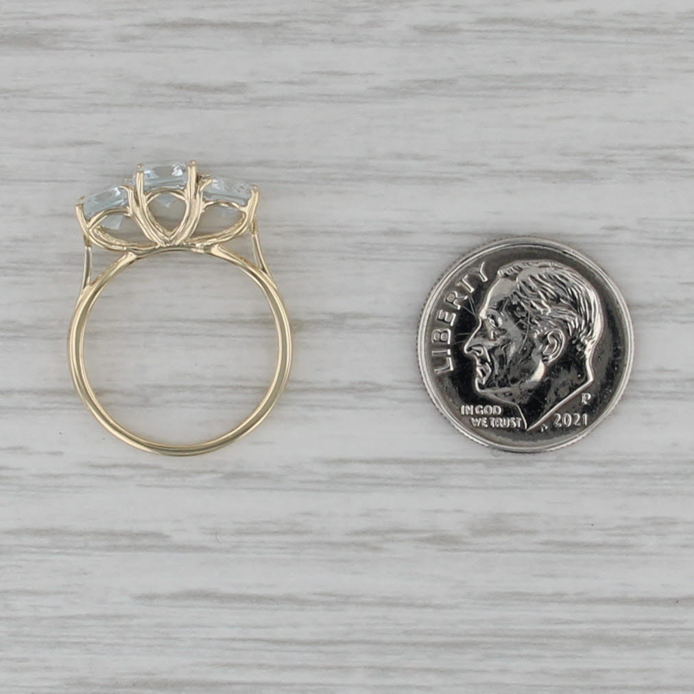 2.59ctw Aquamarine 3-Stone Ring 14k Yellow Gold Size 5.5