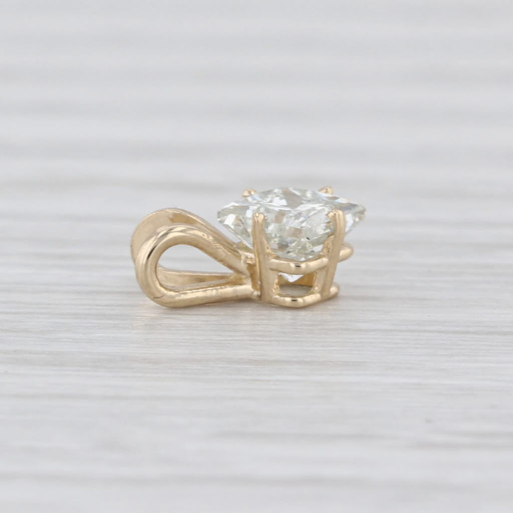 New 0.50ct Diamond Princess Solitaire Pendant 14k Yellow Gold Small Drop