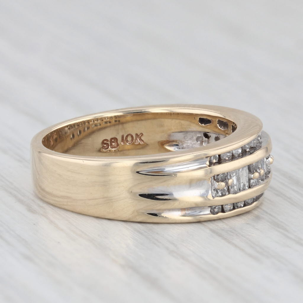 Light Gray 0.65ctw Diamond Wedding Band 10k Yellow Gold Size 7 Anniversary Ring