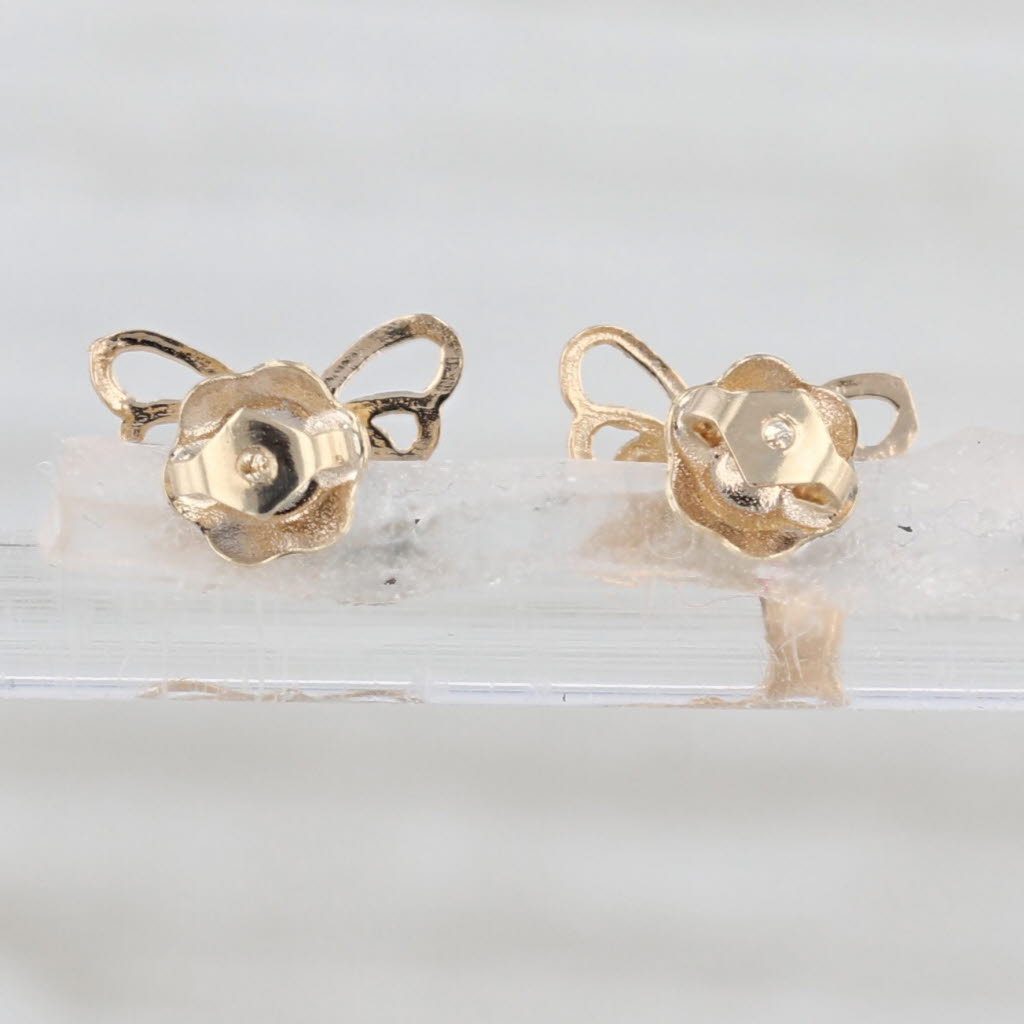 Detailed Little Butterfly Earrings 14k Yellow Gold Small Studs