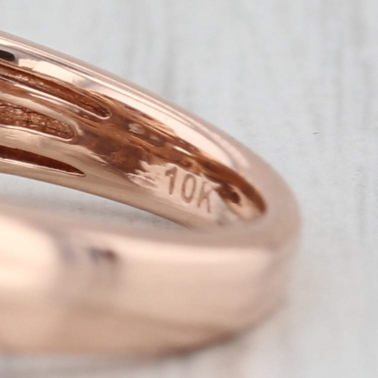 0.91ctw Diamond Cluster Halo Engagement Ring 10k Rose Gold Size 6