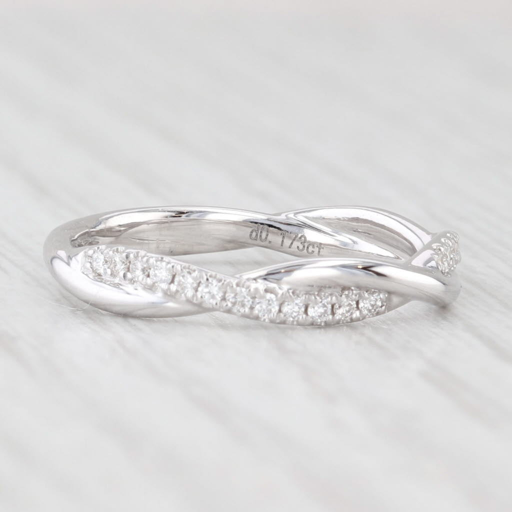 Light Gray New 0.17ctw Diamond Wedding Band 14k White Gold Stackable Anniversary Ring 6.5