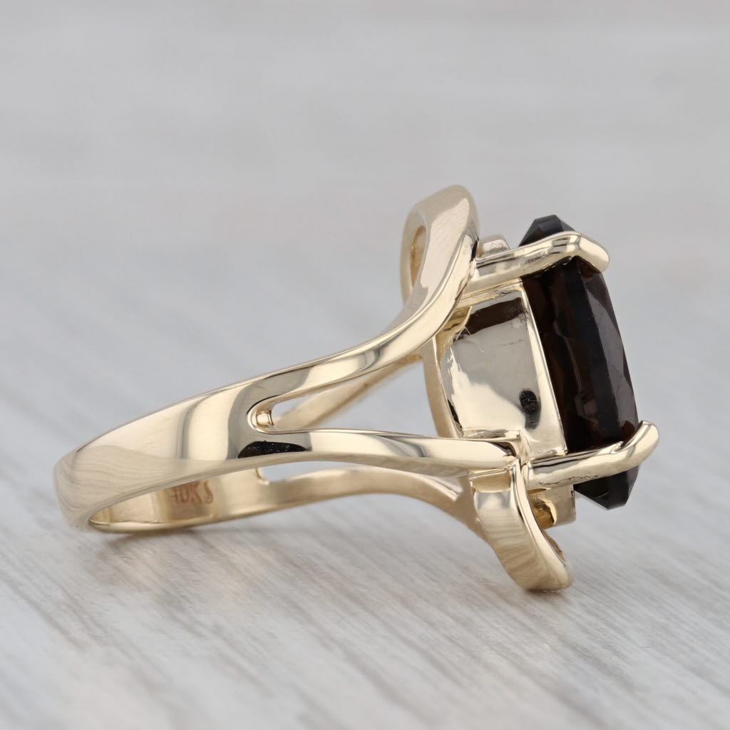 Gray 5.50ct Smoky Quartz Oval Solitaire Ring 10k Yellow Gold Cocktail Size 7.5-7.75