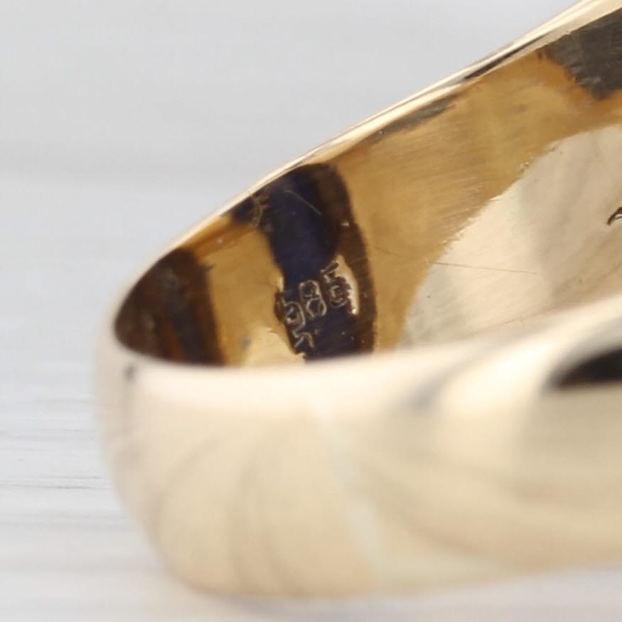 Lapis Lazuli Carved Intaglio Ring 14k Yellow Gold Size 10.75 Signet Coat of Arms