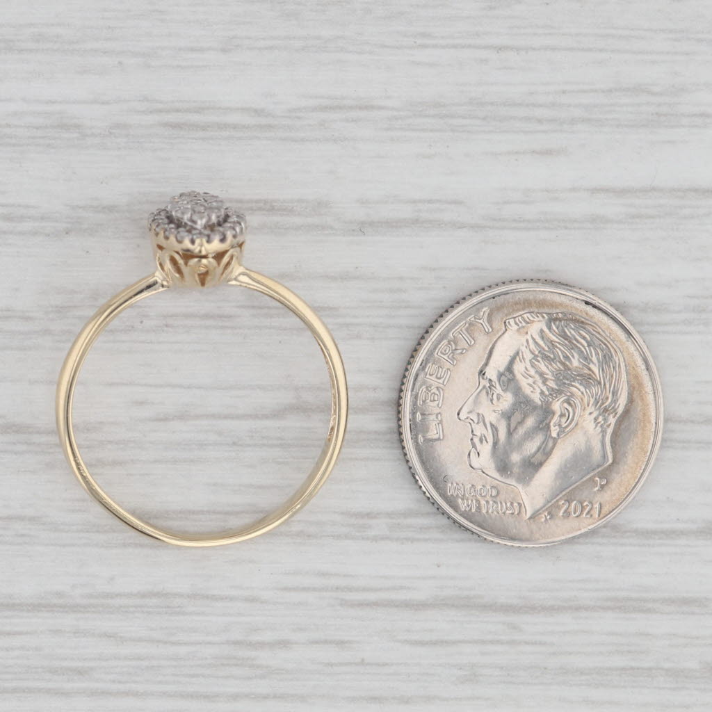 Gray 0.12ctw Diamond Marquise Cluster Halo Engagement Ring 10k Yellow Gold Size 7