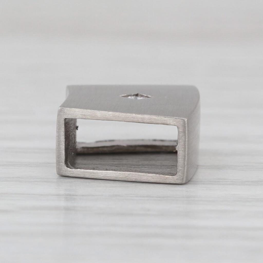 Diamond Solitaire Palladium Slide Pendant Brushed Finish