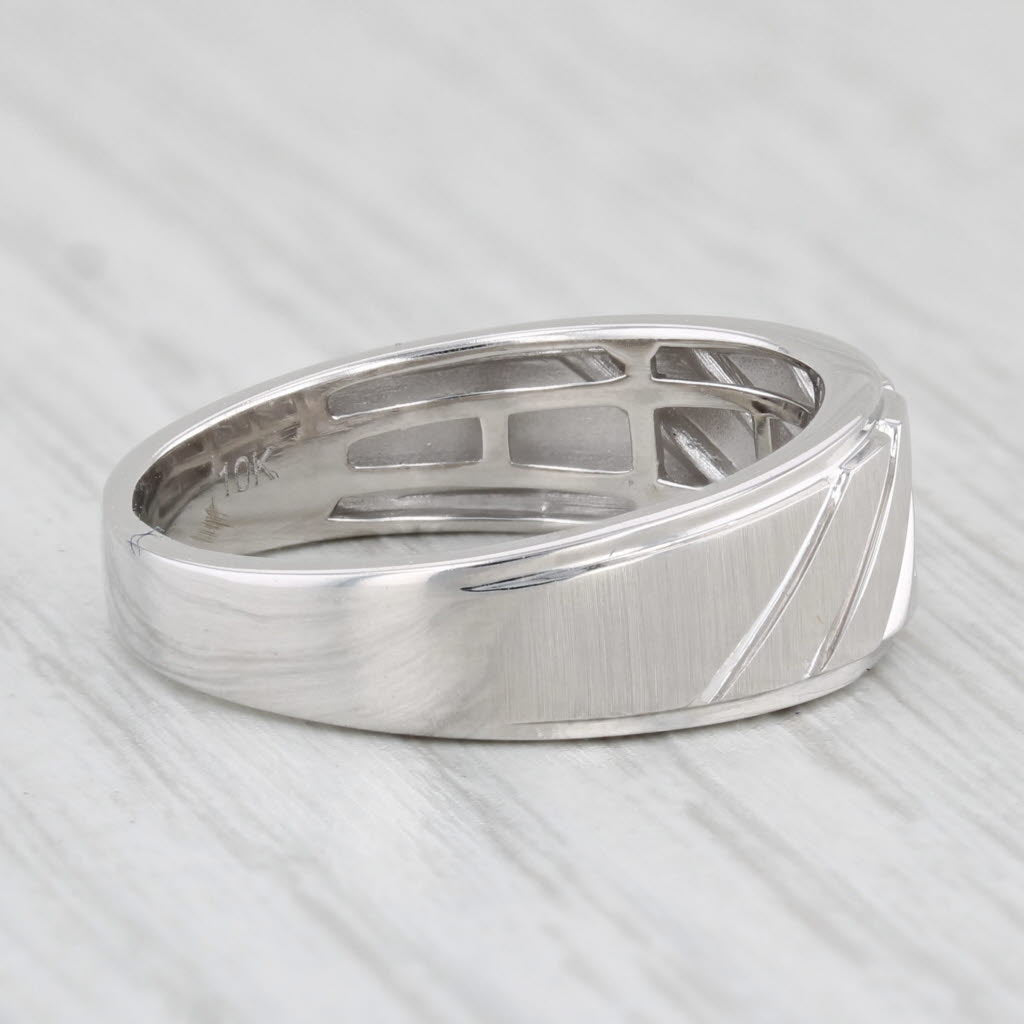 Light Gray Diamond Men's Wedding Band 10k White Gold Ring