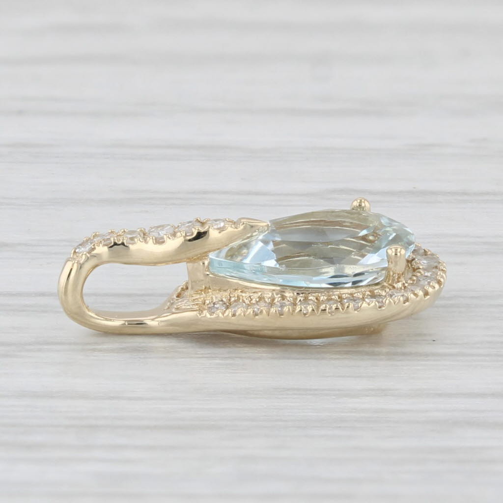 Light Gray 1.20ctw Aquamarine Diamond Teardrop Pendant 10k Yellow Gold