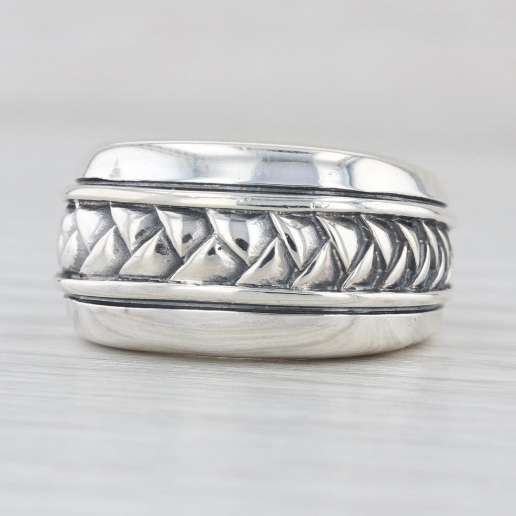Scott Kay Woven Pattern Ring Sterling Silver Heart Accents Size 5.75 Statement