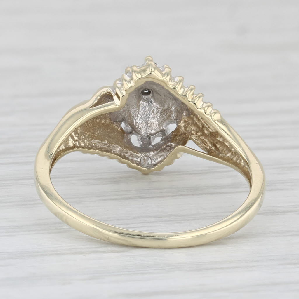 Light Gray Diamond Cluster Ring 10k Yellow Gold Size 7.25 Bypass