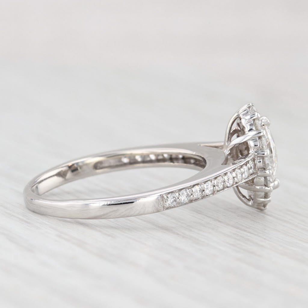 Light Gray 0.75ctw Marquise Halo Engagement Ring 14k White Gold Size 8 Cathedral Band