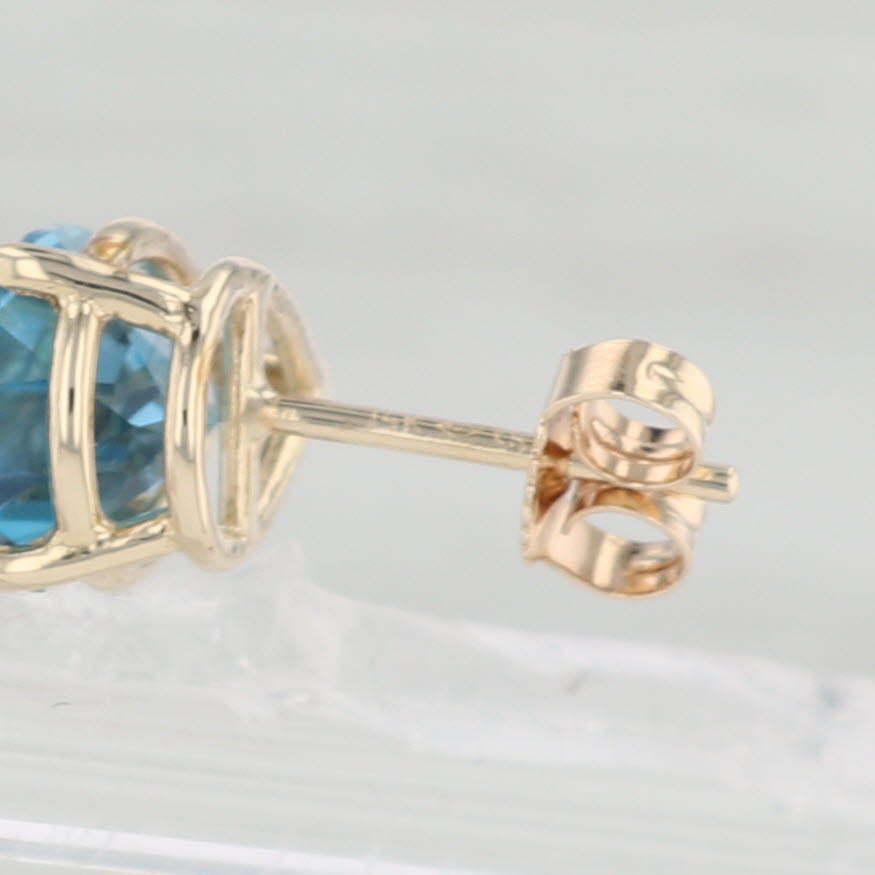 Light Gray 4.70ctw London Blue Topaz Teardrop Stud Earrings 14k Gold Pear Solitaire Studs