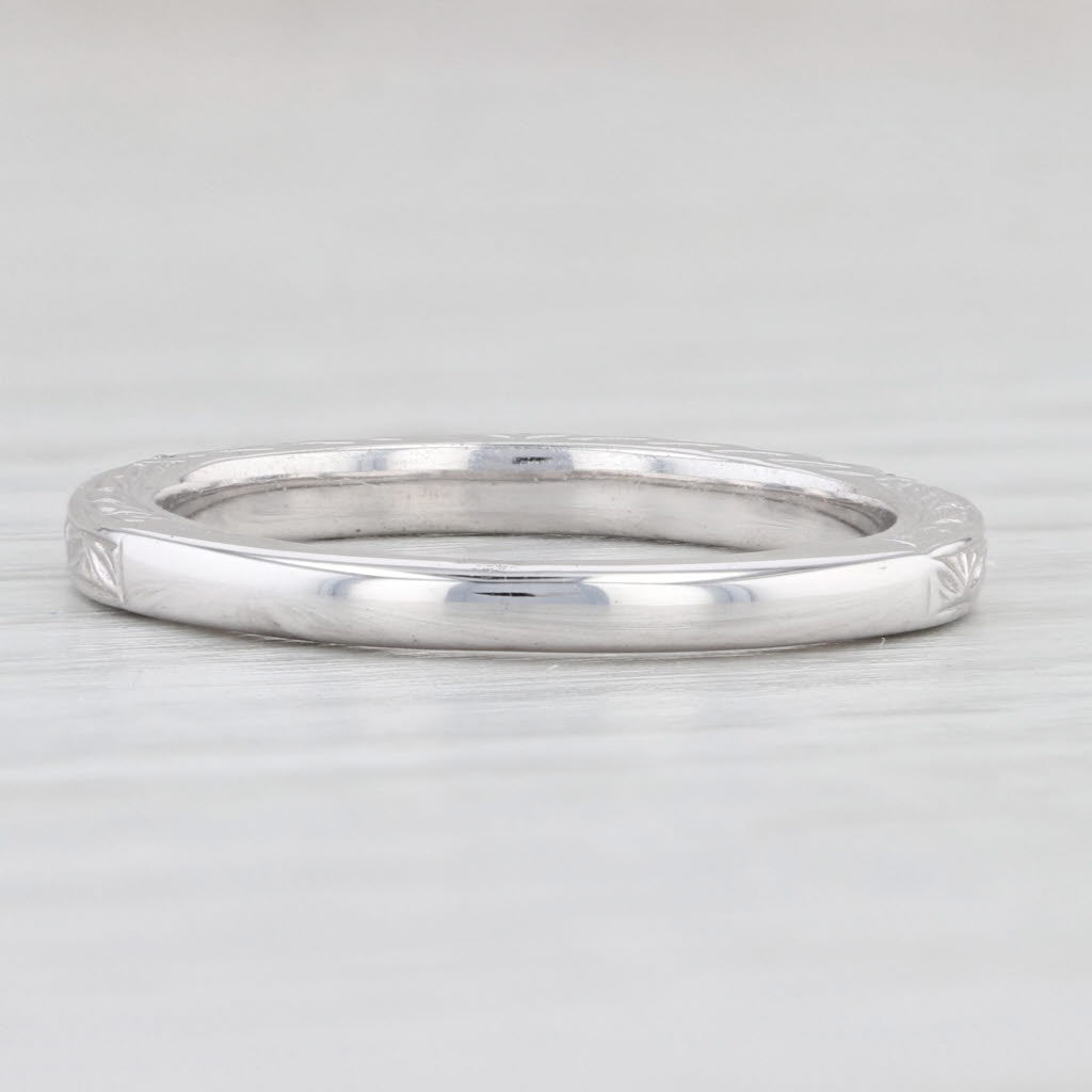 Light Gray New 0.33ctw Diamond Wedding Band 14k White Gold Sz 6.5 Stackable Ring Art Carved