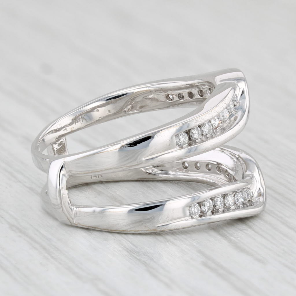 Light Gray 0.32ctw Diamond Ring Jacket 14k White Gold Size 7 Enhancer Guard Wedding Band